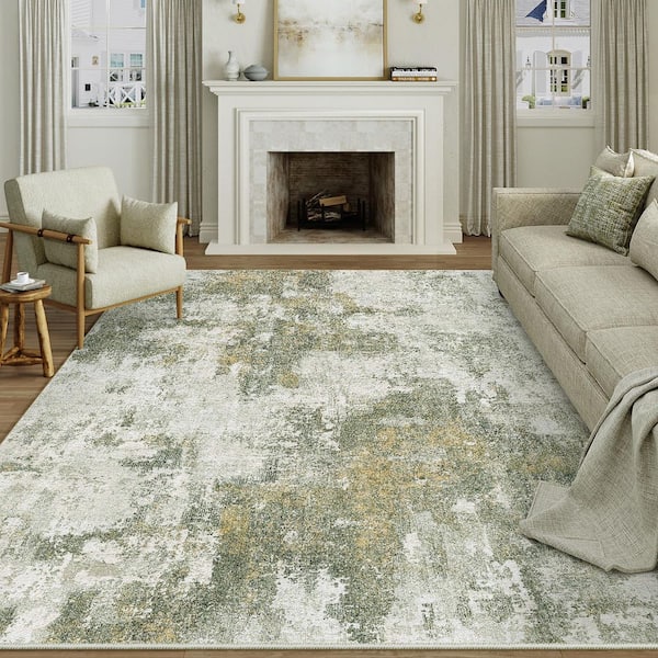 South Star Beige/Gray 9 ft. x 12 ft. Washable Modern Abstract Area Rug