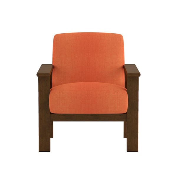 EVERGLADE HOME Amerllia Orange Fabric Upholstery Solid Wood Accent Chair