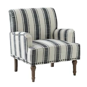 Imperia Black Armchair with Turned Legs and Nailhead Trim