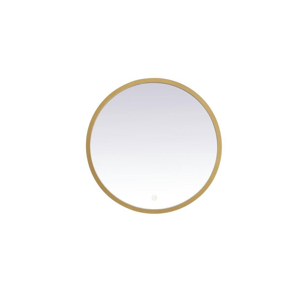 Timeless Home 21 in. W x 21 in. H Aluminum Brass LED Mirror