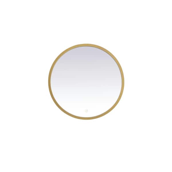 Unbranded Timeless Home 21 in. W x 21 in. H Aluminum Brass LED Mirror