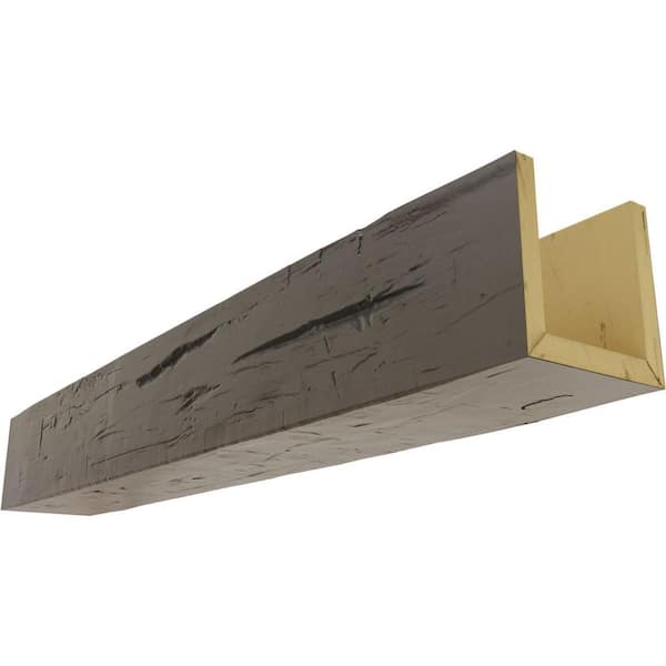 Ekena Millwork 8 in. x 6 in. x 8 ft. 3-Sided (U-Beam) Hand Hewn Burnished Honey Dew Faux Wood Ceiling Beam