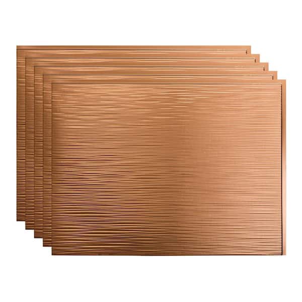 Fasade 18.25 in. x 24.25 in. Ripple Vinyl Backsplash Panel in Polished Copper (5-Pack)