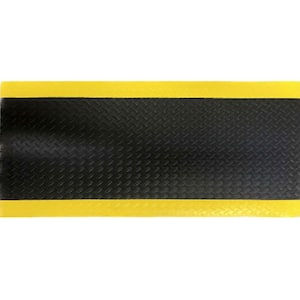 Footlover Diamond Black/Yellow Stripe 24 in. x 120 in. Vinyl Indoor/Outdoor Anti Fatigue Mat