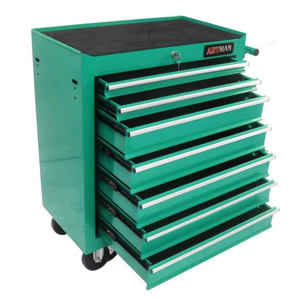 Green Steel 24.2 in. W x 12.9 in. D x 29.9 in. H Outdoor Storage Cabinet, 7-Drawer Tool Storage Chest with Wheels price history on PriceWatchPro