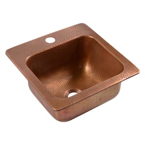 Angelico Antique Copper 16 Gauge Copper 15 in. 1-Hole Drop-In Bar Sink