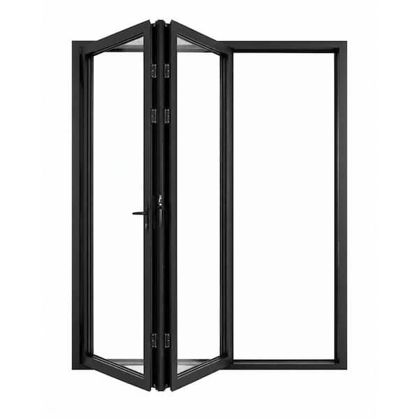 Forever Doors 72 in. x 80 in. Matte Black Left Out-Swing Thermal Break Aluminum Folding Door