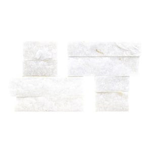 Arctic White Mini Ledger Corner 4.5 in. x 9 in. Natural Splitface Marble Wall Tile (4 sq. ft. / case)