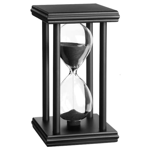 Afoxsos Black Sand Hourglass Timer 30-Minutes with Wooden Stand Perfect for Gift, Home and Office Decor