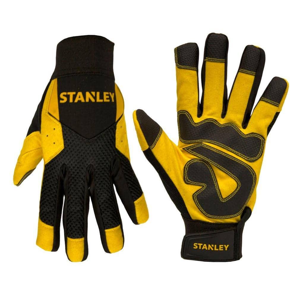 Stanley Men s Extra Large Yellow Synthetic Leather Palm Gloves S77614 The Home Depot