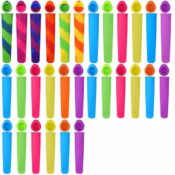 Ice Cream Molds with Silicone Material Reusable Colorful Lids for DIY Homemade Ice Lolly Treats 30 Pcs