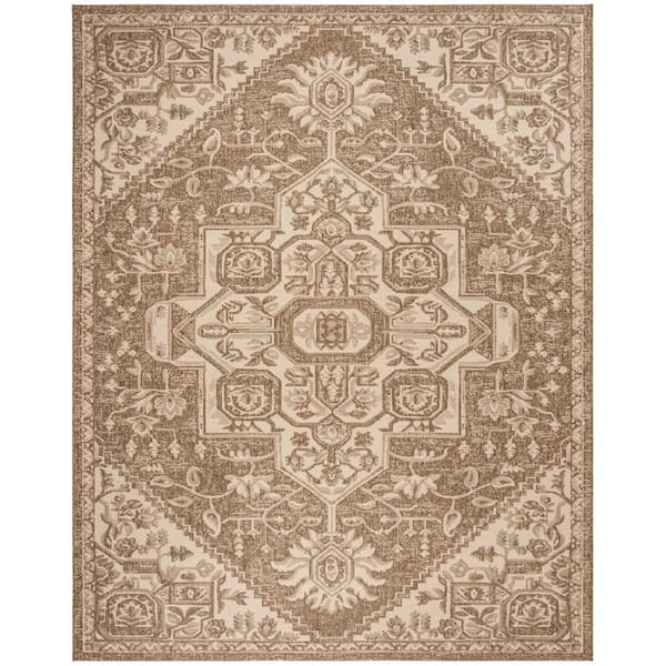 SAFAVIEH Beach House Cream/Beige 8 ft. x 10 ft. Geometric Indoor/Outdoor Patio  Area Rug