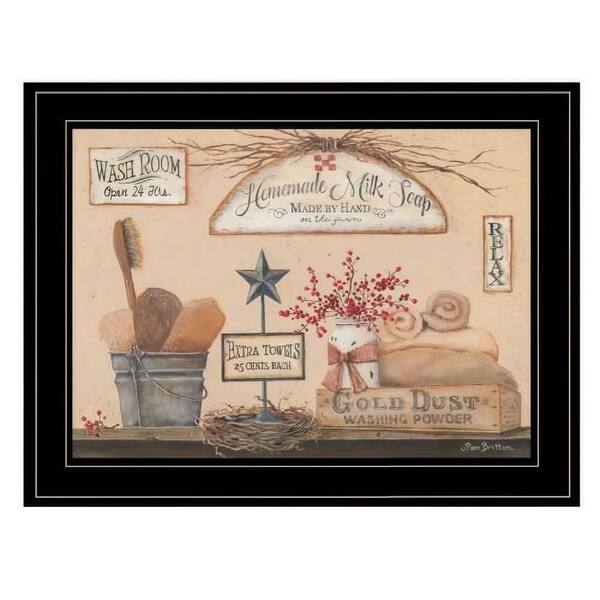 Framed 15 in. x 19 in. "Wash Room", Ready to Hang Framed Print, Black Frame