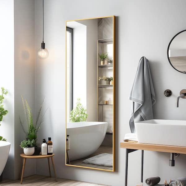 Dovelina 22 in. W x 47 in. H Rectangle Aluminum Alloy Gold Framed Wall Mirror