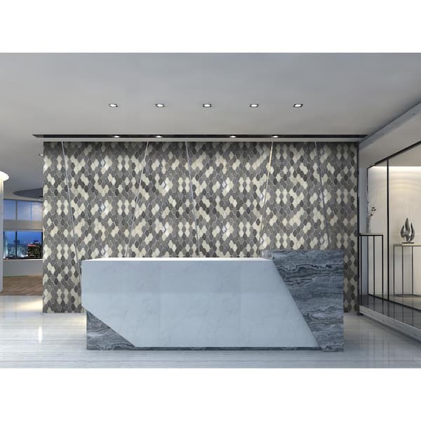 Apollo Tile Majeste Gray 11-in x 11-in Honed Glass Diamond Patterned Wall Tile (8.55-sq. ft/ Carton)