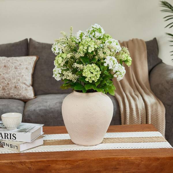 DR.Planzen 24in. Mini Faux Silk Artificial Small Green Hydrangea