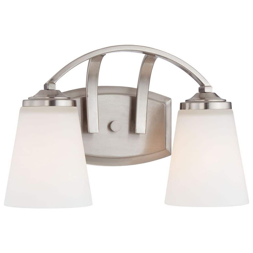 Brushed Nickel 2-Light Dimmable Bathroom Vanity Fixture