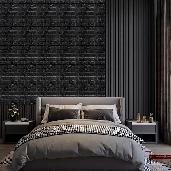 Maple 3D Brick Wall Panels Peel and Stick, 11.8 x 11.8 in. Self-Adhesive Foam Panels for Home Decor