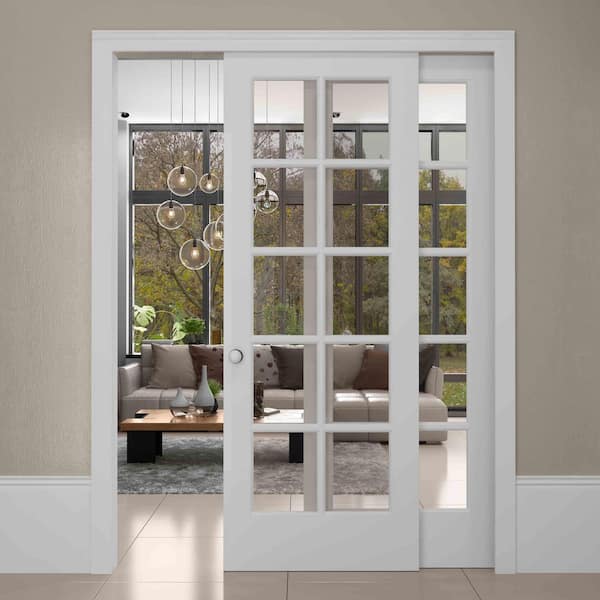 Frameport French Solid Wood 10-Lite Clear Glass Primed Pine Wood