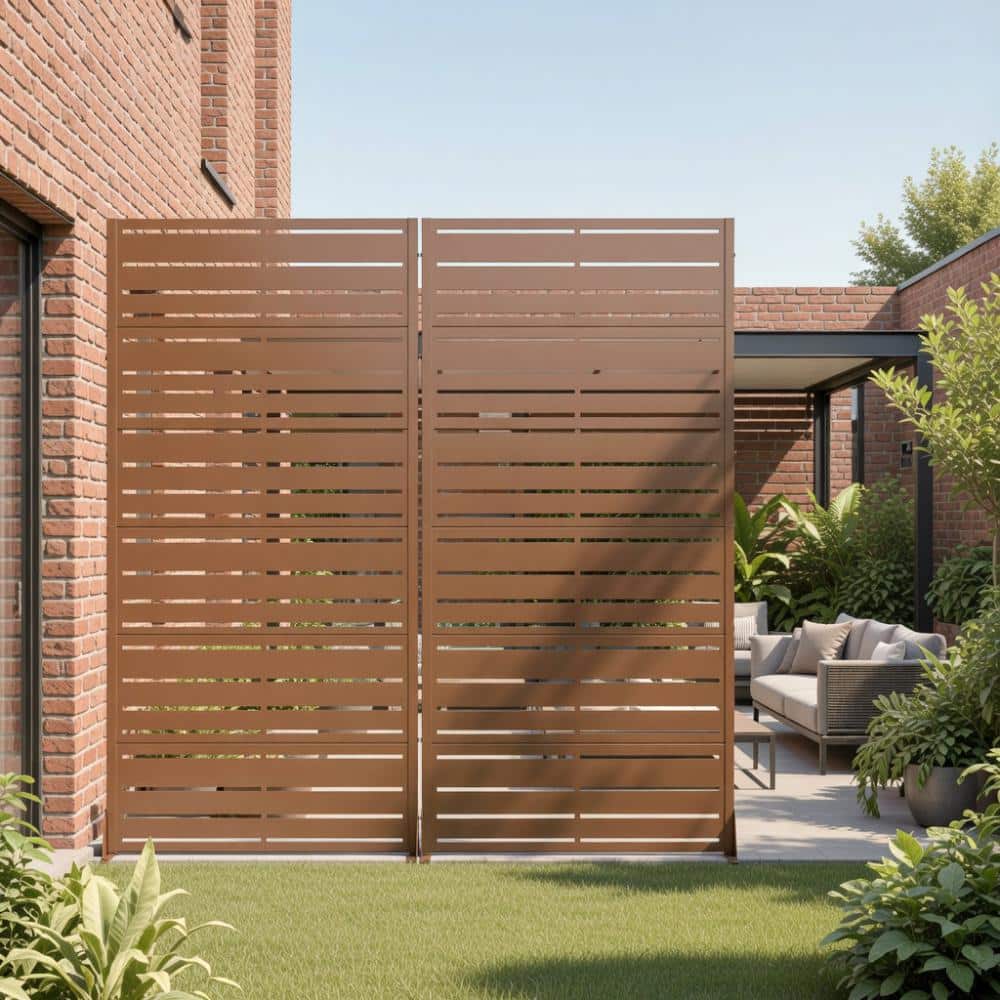 35.5 in. W x 72 in. H Black Galvanized Metal Louvered Outdoor Patio Divider Screen (2-Pack) price history on PriceWatchPro
