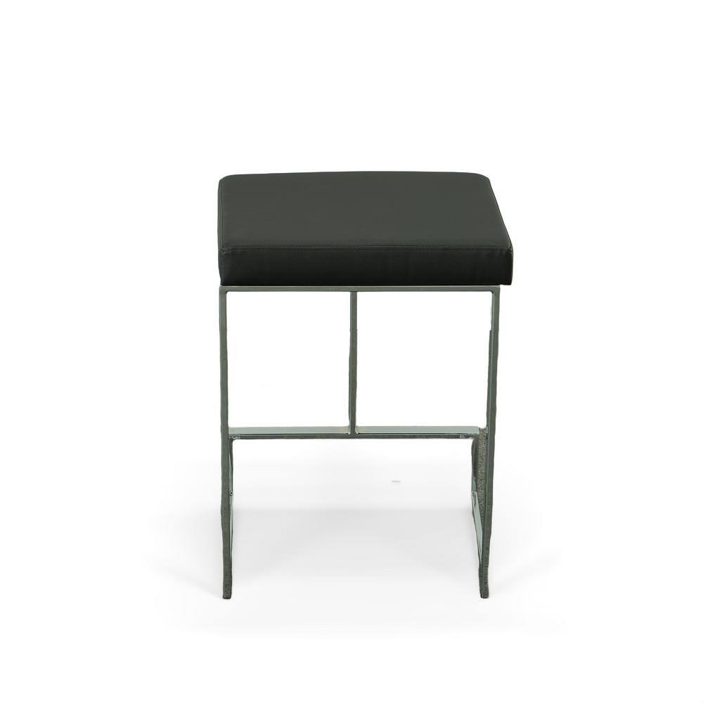 Kafka 24" Black Faux Leather and Chrome Counter Stool