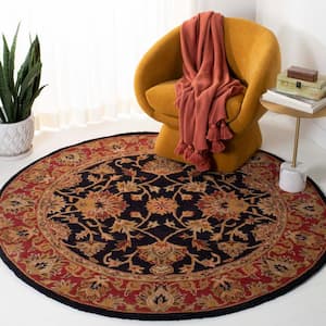 Heritage Black/Red 6 ft. x 6 ft. Round Border Area Rug