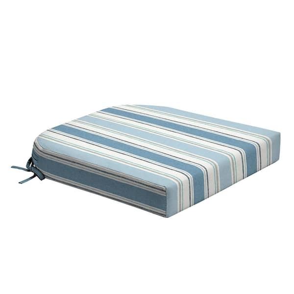 ARDEN Foam Outdoor Round Back Seat Cushion 20 x 19 Made with ProFoam Rain-Proof Fade Resistant French Blue Linen Stripe