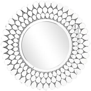 Kate and Laurel Samana 24 in. x 24 in. Classic Round Framed Silver Wall ...