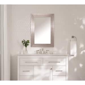 24 in. W x 35 in. H Rectangular Plastic Framed Wall Bathroom Vanity Mirror in Brushed Nickel