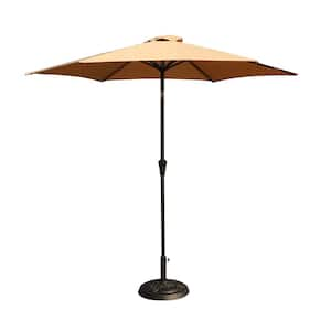 8.8 ft. Aluminium Market Umbrellas in Taupe with Push Button Tilt and Crank lift