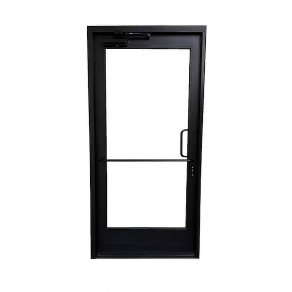 SF60 Series Store Door 36 in. x 84 in. Left Hand/Outswing Black Aluminum Prehung Commercial Door