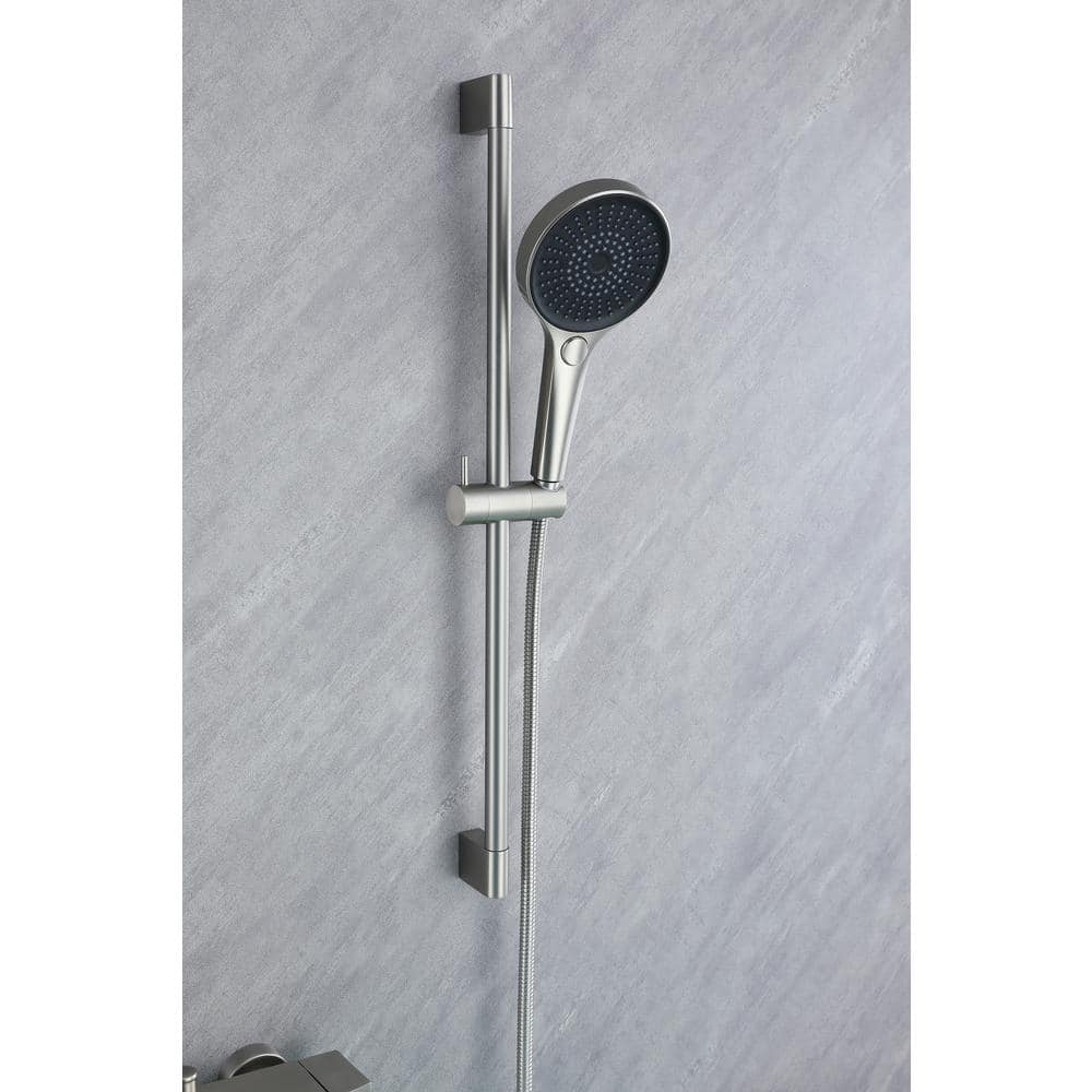 Brushed Nickel Wall Mount Waterfall Faucet Set with Adjustable Hand Shower