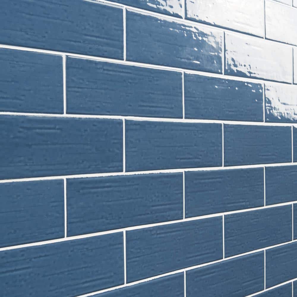 Hearth Blue Polished Porcelain Subway Wall Tile 3" x 9"