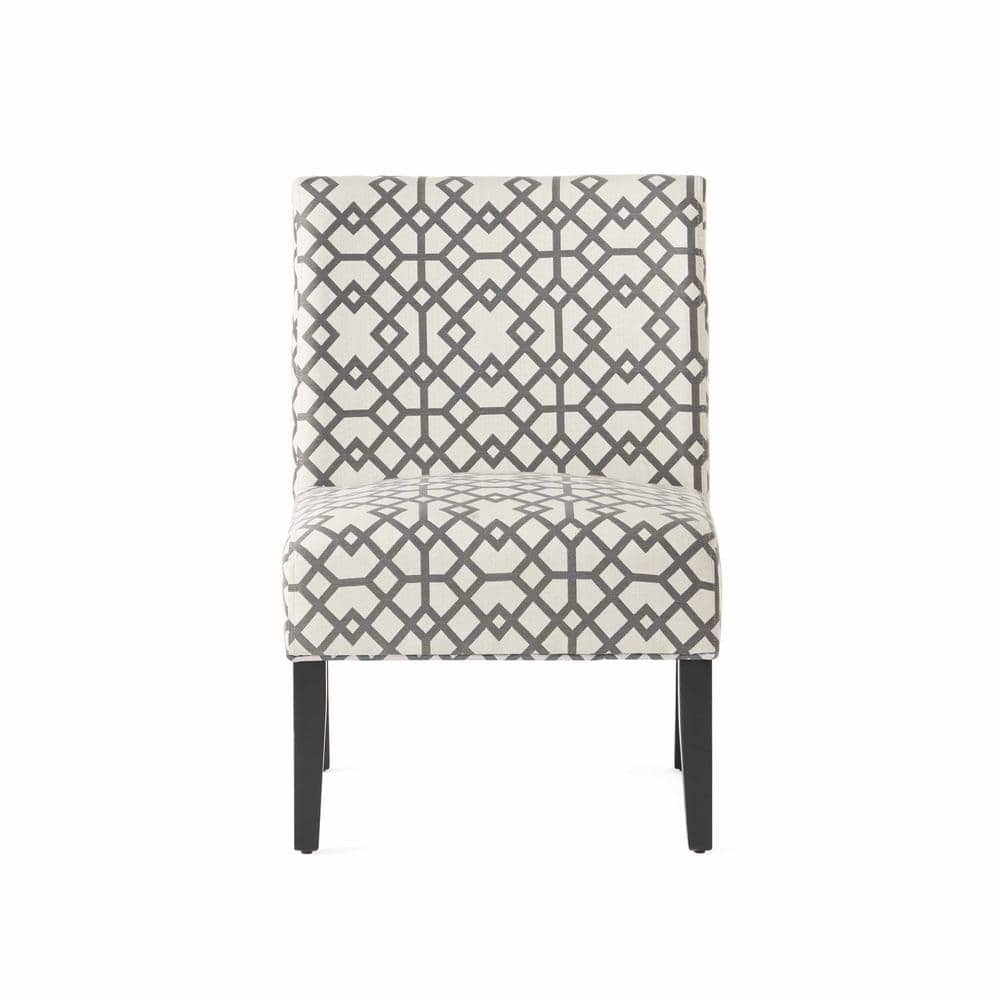 Parsons Grey Geometric Wood Accent Chair with Tapered Legs
