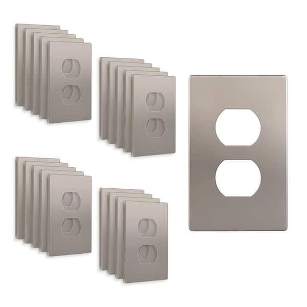 ENERLITES 1-Gang Nickel Duplex Outlet Plastic Screwless Wall Plate (20-Pack)
