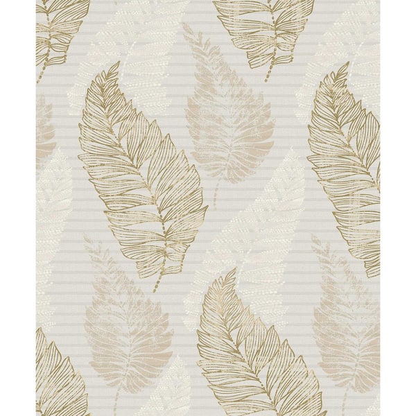 Advantage Rosemary Khaki Leaf Paper Strippable Roll (Covers 57.8 sq. ft.)
