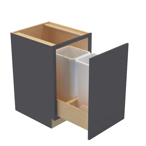 Home Decorators Collection Hargrove 21 in. W x 24 in. D x 34.5 in. H Assembled Plywood Trash Can Kitchen Cabinet in Valiant Onyx with Soft Close