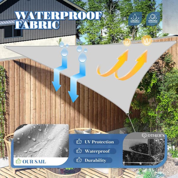 12 ft. x 12 ft. x 12 ft. Waterproof Sun Shade Sail Triangle Canopy Cover UV Blockage for Outdoor Patio(Light Gray)