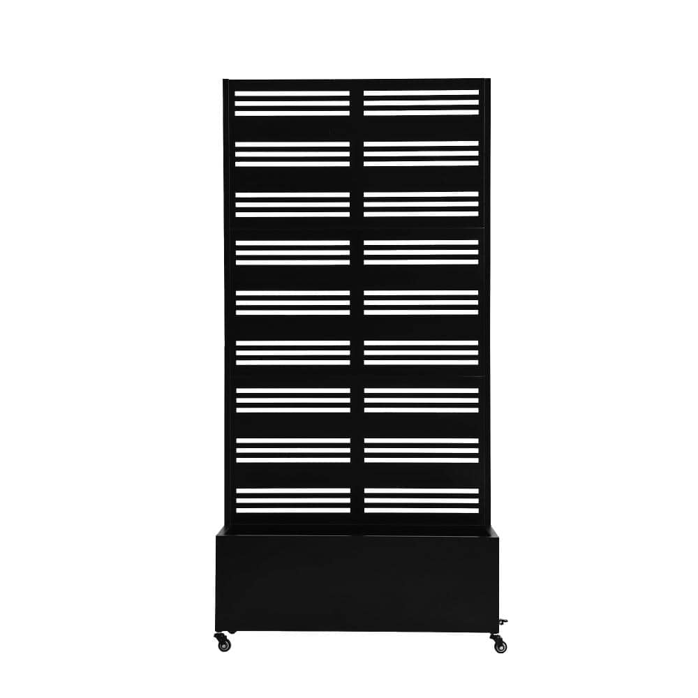 70.8 in. H × 35.4 in. W Black Privacy Metal Garden Fence Screen Panels with Planter Box and Lockable Wheels price history on PriceWatchPro