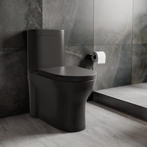 Monaco 1-piece 1.1/1.6 GPF Dual Flush Elongated Toilet in Matte Black Seat Included
