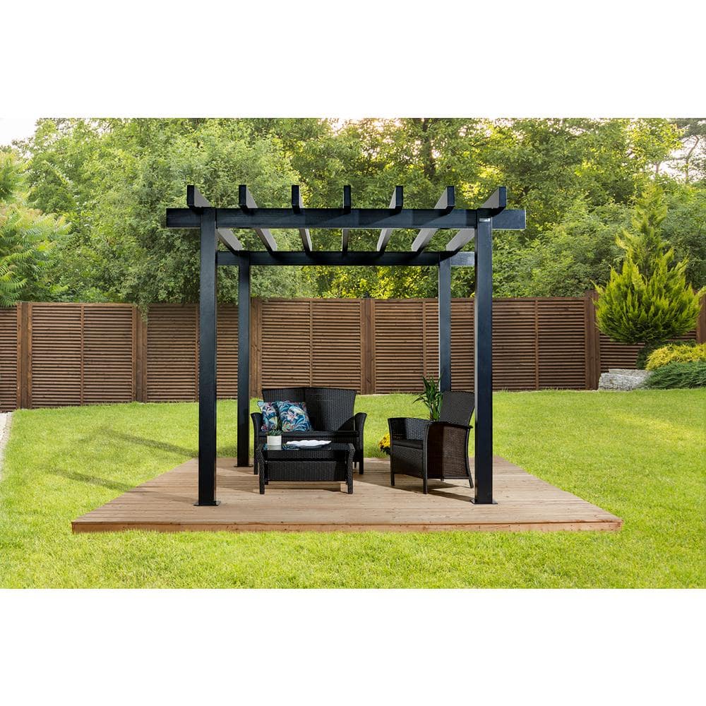 Gray Aluminum 10 ft x 10 ft Pergola with Adjustable Canopy