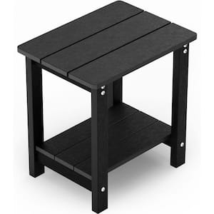 16.7 in. H Black Square Plastic Adirondack Outdoor Double Layer Patio Side Table