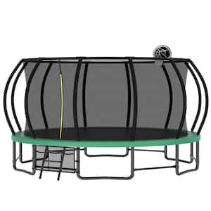15FT Trampoline with Basketball Hoop - Recreational Trampolines with Ladder ,Shoe Bag and Galvanized Anti-Rust Coating