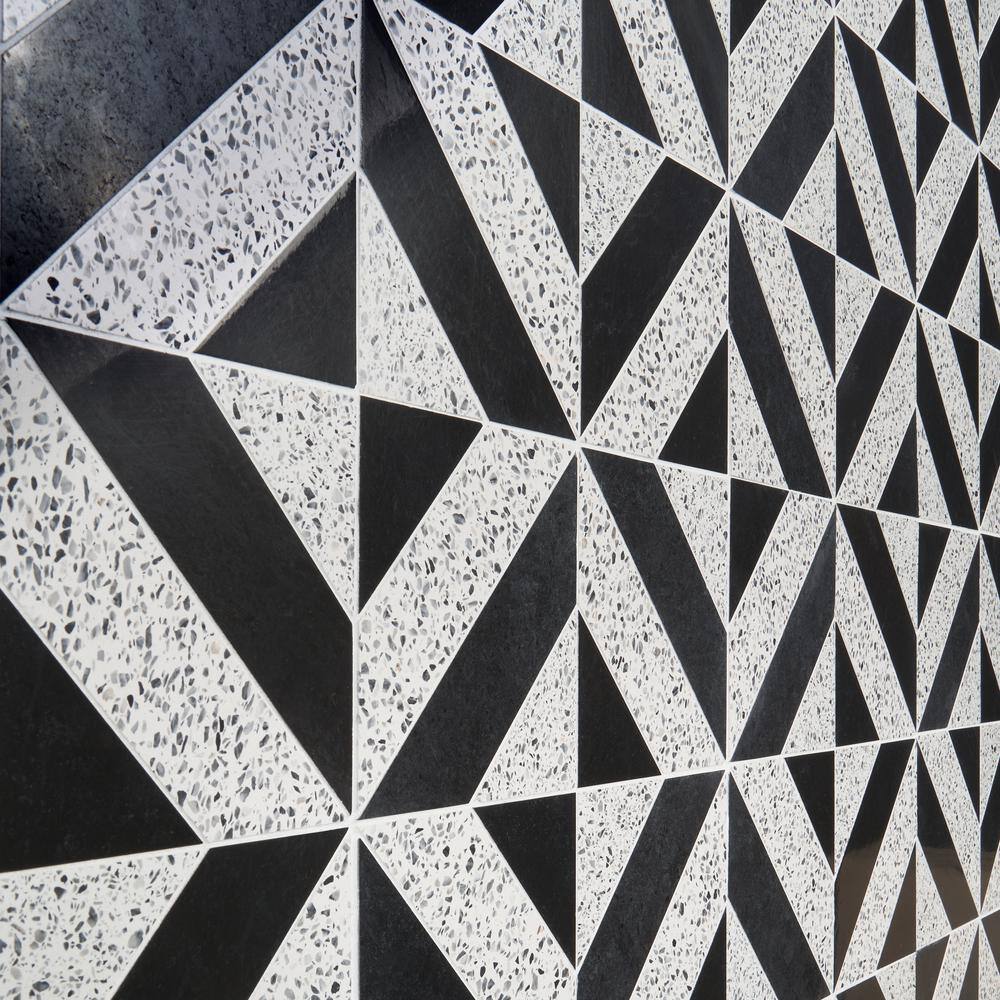 Lupa 12x12 Black and White Marble Terrazzo Mosaic Tile