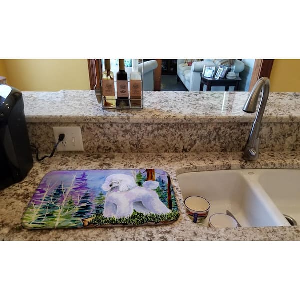 Caroline's Treasures 14 in. x 21 in. Multicolor Poodle Dish Drying Mat