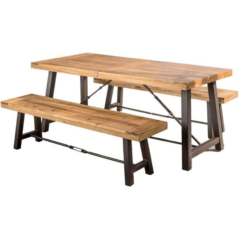 3-Piece Wood Outdoor Dining Set, Brown price history on PriceWatchPro