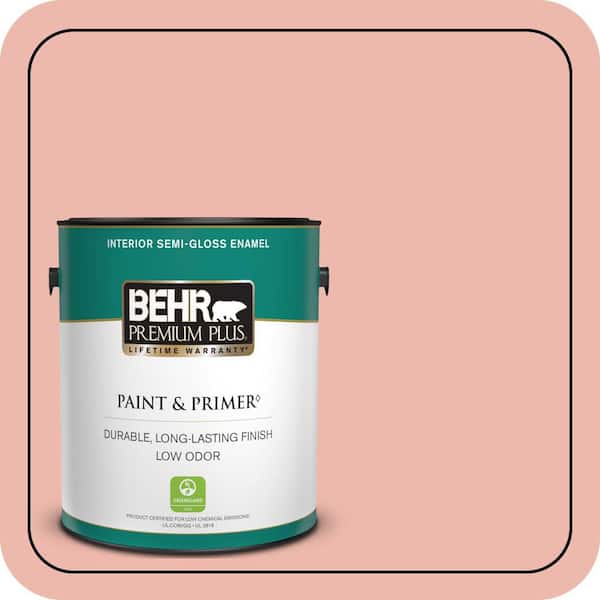 BEHR PREMIUM PLUS 1 gal. #M170-3 Carnation Coral Semi-Gloss Enamel Low Odor Interior Paint & Primer