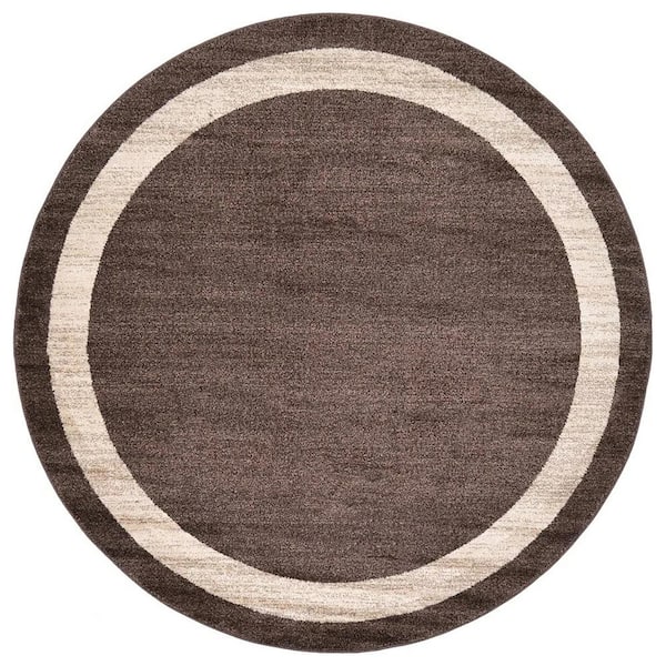 Brown Polypropylene 6 ft. x 6 ft. Solid Color Indoor Round Area Rug