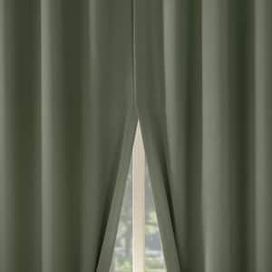 Aria Magnetic Close Theater Grade Sage Green Polyester 52 in. W x 63 in. L Back Tab 100% Blackout Curtain (Double Panel)
