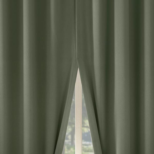 Sun Zero Aria Magnetic Close Theater Grade Sage Green Polyester 52 in. W x 63 in. L Back Tab 100% Blackout Curtain (Double Panel)